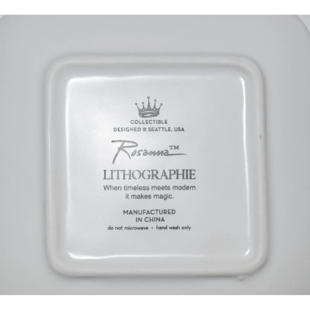 Rosanna Lithographie Initial C Trinket Dish OS White Black Gold Excellent Tray
